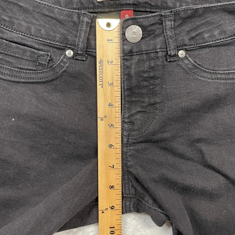 L.E.I. Emma Moto Jeggings Women Size 9 Black Ribbed Knee Slim Fit Stretch Pants
